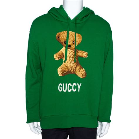 green gucci teddy bear hoodie|gucci bear cardigan.